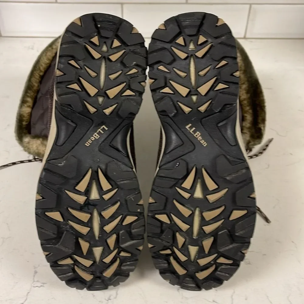 L. L. Bean Faux Fur Winter Snow Bootss Size 8.5 Brown